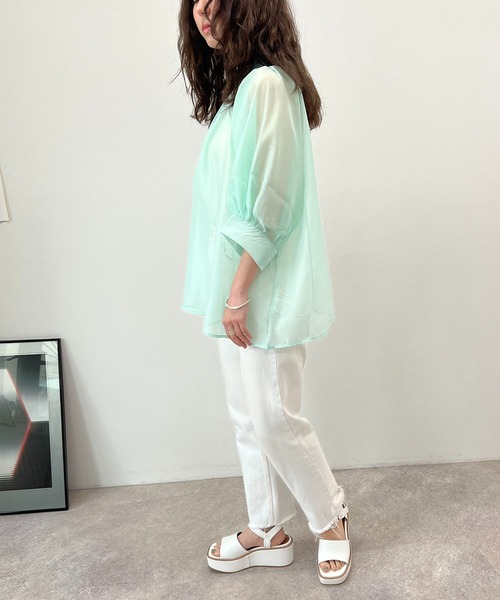 toucher du brise（トゥシェドブリーズ）の「シアー スモックブラウス（シャツ/ブラウス・レディース・ブラック/オフホワイト/ライトグリーン/ラベンダー・M）」の21枚目の写真