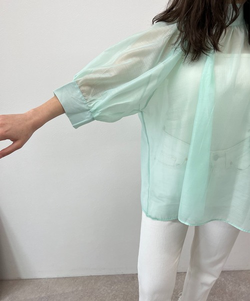 toucher du brise（トゥシェドブリーズ）の「シアー スモックブラウス（シャツ/ブラウス・レディース・ブラック/オフホワイト/ライトグリーン/ラベンダー・M）」の20枚目の写真
