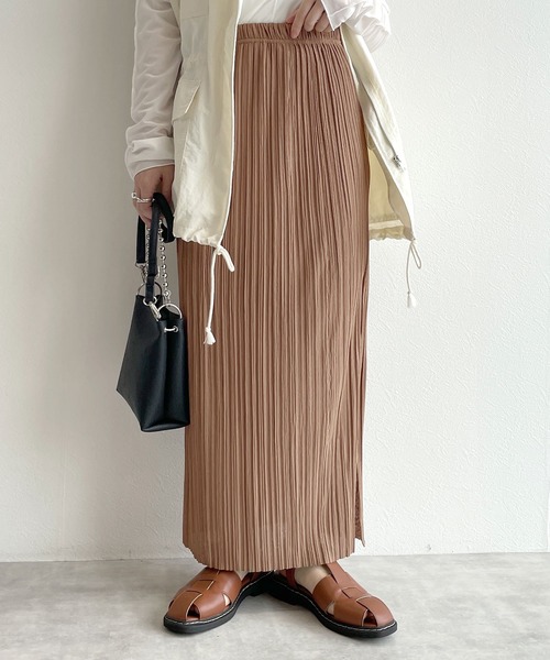 む*ー様 ダブルプリーツロングスカート　ロングタイトスカート w closet（ダブルクローゼット）の「2WAYプリーツタイトロングスカート