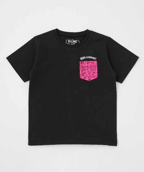 RODEO CROWNS WIDE BOWL（ロデオクラウンズワイドボウル）の「キッズRYU AMBE POCKET Tシャツ（Tシャツ/カットソー・キッズ・ブラック/オフホワイト/ライトグリーン・110/120/130/140）」の3枚目の写真