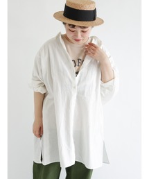 Samansa Mos2 | コットンリネンビッグシルエットチュニック(シャツ/ブラウス)