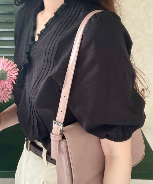 LAUIR（ラウアー）の「フリルレースピンタックブラウス（シャツ/ブラウス・レディース・ホワイト/ブラック/イエロー/ライトベージュ・MEDIUM/LARGE/X-LARGE）」の10枚目の写真