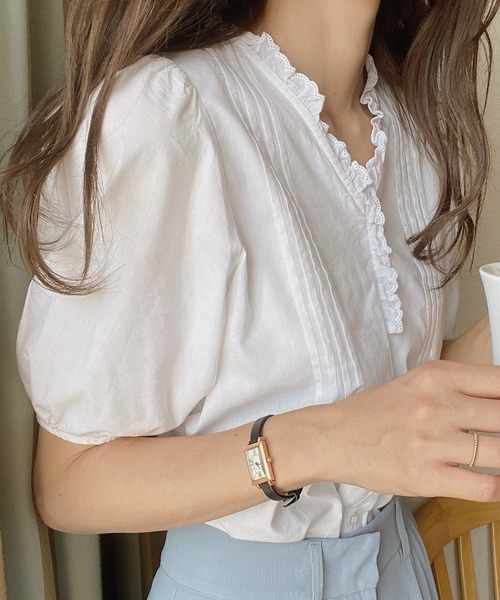 LAUIR（ラウアー）の「フリルレースピンタックブラウス（シャツ/ブラウス・レディース・ホワイト/ブラック/イエロー/ライトベージュ・MEDIUM/LARGE/X-LARGE）」の13枚目の写真