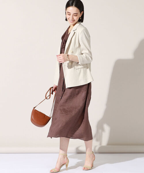 NOLLEY’S（ノーリーズ）の「麻混ストレッチジャケット（テーラードジャケット・レディース・ベージュ/ネイビー/ベージュ系その他/キャメル・38/36）」の16枚目の写真