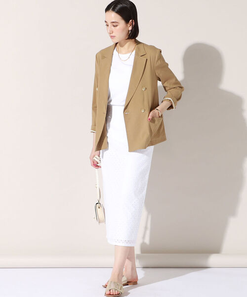 NOLLEY’S（ノーリーズ）の「麻混ストレッチジャケット（テーラードジャケット・レディース・ベージュ/ネイビー/ベージュ系その他/キャメル・38/36）」の8枚目の写真