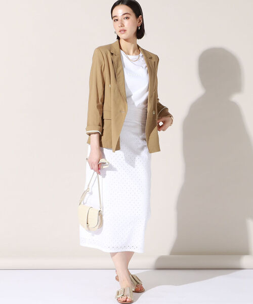 NOLLEY’S（ノーリーズ）の「麻混ストレッチジャケット（テーラードジャケット・レディース・ベージュ/ネイビー/ベージュ系その他/キャメル・38/36）」の14枚目の写真