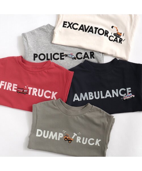 BREEZE（ブリーズ）の「働くクルマ刺繍Tシャツ（Tシャツ/カットソー・キッズ・カーキ/レッド/グレー/オフホワイト/ネイビー・130/140/90/100/80/110/120）」の6枚目の写真