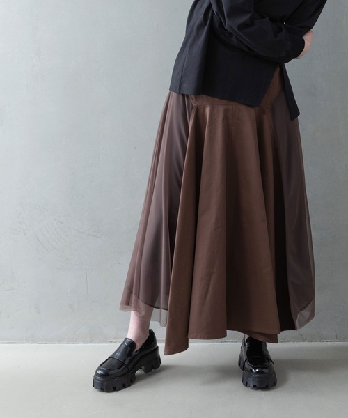 MARECHAL TERRE（マルシャルテル）の「コンビネーションレイヤードスカート（スカート・レディース・ブラック/ブラウン/カーキ/インディゴブルー・SMALL/MEDIUM）」の3枚目の写真