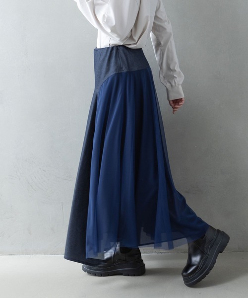 MARECHAL TERRE（マルシャルテル）の「コンビネーションレイヤードスカート（スカート・レディース・ブラック/ブラウン/カーキ/インディゴブルー・SMALL/MEDIUM）」の16枚目の写真