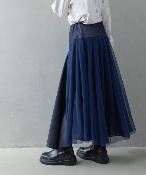 MARECHAL TERRE（マルシャルテル）の「コンビネーションレイヤードスカート（スカート・レディース・ブラック/ブラウン/カーキ/インディゴブルー・SMALL/MEDIUM）」の17枚目の写真