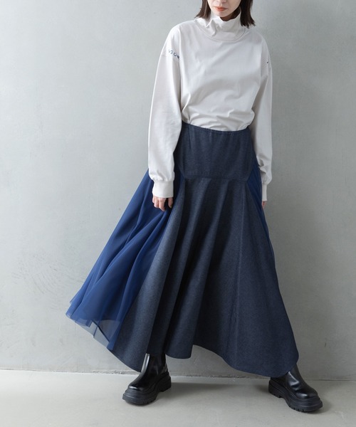 MARECHAL TERRE（マルシャルテル）の「コンビネーションレイヤードスカート（スカート・レディース・ブラック/ブラウン/カーキ/インディゴブルー・SMALL/MEDIUM）」の18枚目の写真