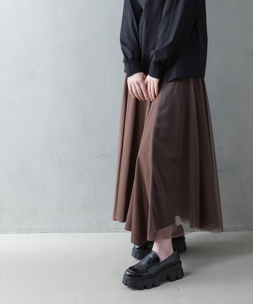 MARECHAL TERRE（マルシャルテル）の「コンビネーションレイヤードスカート（スカート・レディース・ブラック/ブラウン/カーキ/インディゴブルー・SMALL/MEDIUM）」の7枚目の写真