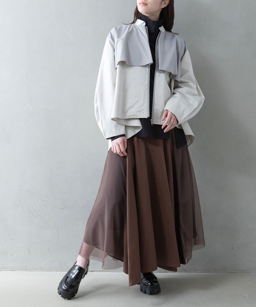 MARECHAL TERRE（マルシャルテル）の「コンビネーションレイヤードスカート（スカート・レディース・ブラック/ブラウン/カーキ/インディゴブルー・SMALL/MEDIUM）」の9枚目の写真