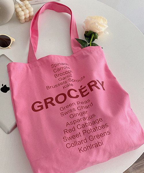 c.u.l(シーユーエル)の「groceryロゴ トートバッグ cula402(トートバッグ・レディース・グリーン/イエロー/ピンク・FREE)」の3枚目の写真