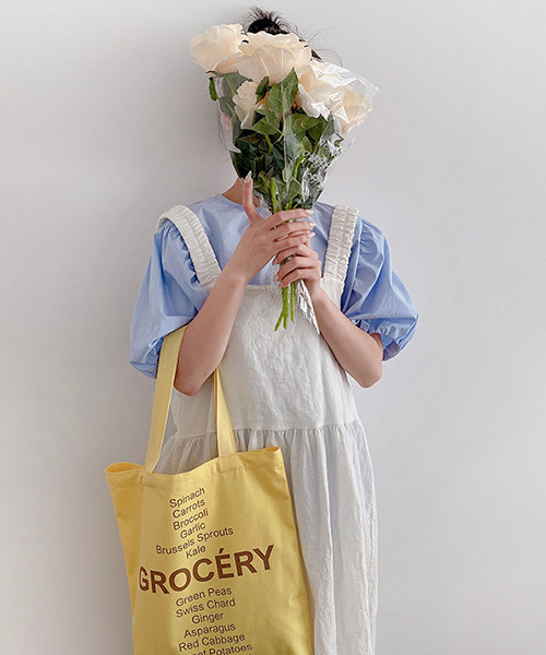 c.u.l(シーユーエル)の「groceryロゴ トートバッグ cula402(トートバッグ・レディース・グリーン/イエロー/ピンク・FREE)」の5枚目の写真