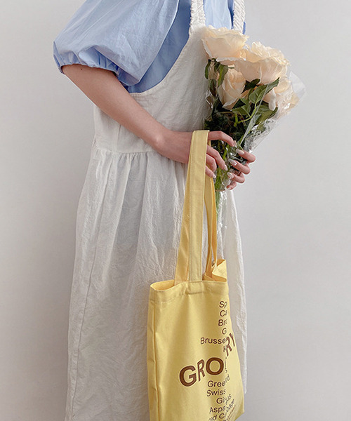 c.u.l(シーユーエル)の「groceryロゴ トートバッグ cula402(トートバッグ・レディース・グリーン/イエロー/ピンク・FREE)」の6枚目の写真