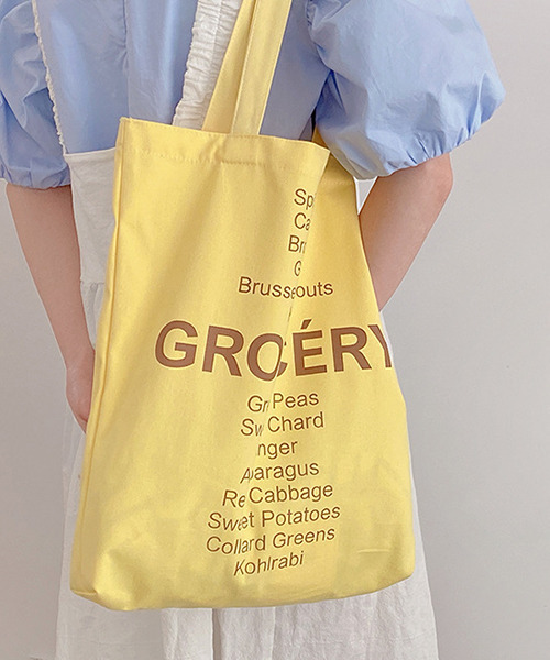 c.u.l(シーユーエル)の「groceryロゴ トートバッグ cula402(トートバッグ・レディース・グリーン/イエロー/ピンク・FREE)」の7枚目の写真