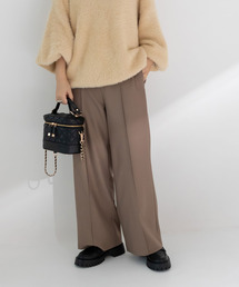 ベルト付きハイウエストストレートパンツ