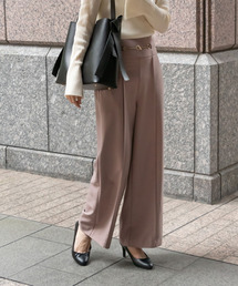 ベルト付きハイウエストストレートパンツ
