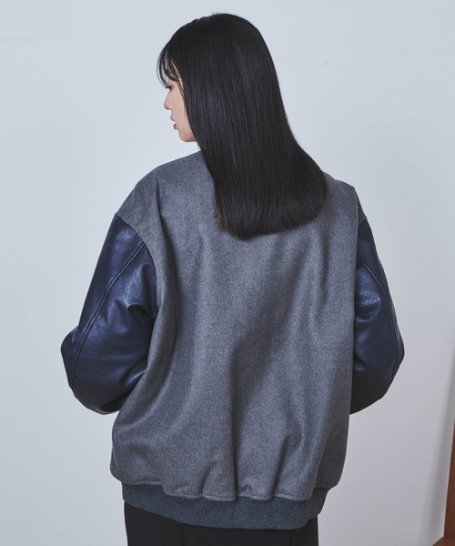 THE STANDARD（ザスタンダード）の「WEGO/メルトンアワードジャケット（スタジャン・メンズ・ライトベージュ/ブラック/グレー・LARGE/MEDIUM）」の19枚目の写真