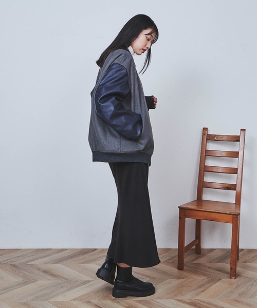 THE STANDARD（ザスタンダード）の「WEGO/メルトンアワードジャケット（スタジャン・メンズ・ライトベージュ/ブラック/グレー・LARGE/MEDIUM）」の15枚目の写真