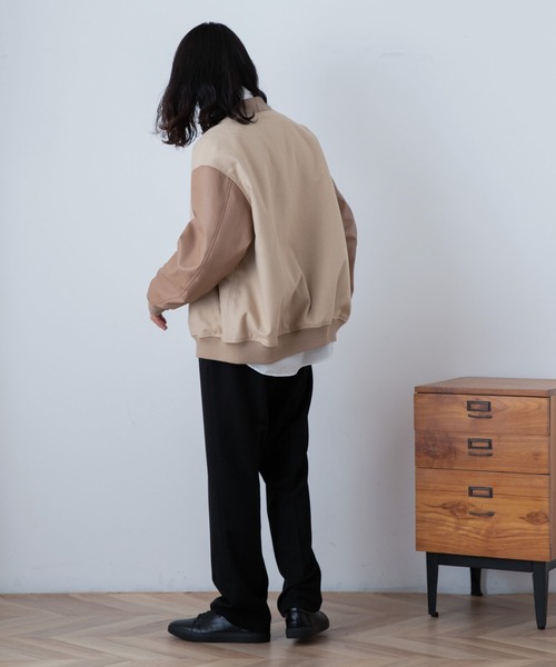 THE STANDARD（ザスタンダード）の「WEGO/メルトンアワードジャケット（スタジャン・メンズ・ライトベージュ/ブラック/グレー・LARGE/MEDIUM）」の21枚目の写真