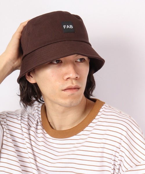 Fabulous（ファビュラス）の「fabulous ラバーワッペンバケットハット（ハット・メンズ・ピンク/ブラック/カーキ/ホワイト/ベージュ/ブラウン/ブルー・FREE/XL）」の4枚目の写真
