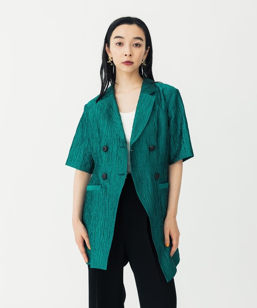 UNITED TOKYO（ユナイテッドトウキョウ）の「ファジージャガードハーフジャケット（セットアップ・レディース・ブラック/グリーン/その他2・FREE）」の4枚目の写真