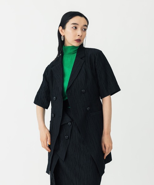 UNITED TOKYO（ユナイテッドトウキョウ）の「ファジージャガードハーフジャケット（セットアップ・レディース・ブラック/グリーン/その他2・FREE）」の5枚目の写真