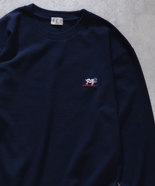 The Endless Summer(エンドレスサマー)の「TES ORGANIC COTTON HUNTINGTON BIG LONG SLEEVE T-SHIRT / オーガニックコットンビッグロンT(Tシャツ/カットソー・メンズ・チャコール/ネイビー/ブラック/ダークグリーン/オレンジ/ホワイト・MEDIUM/X-LARGE/LARGE/SMALL)」の6枚目の写真