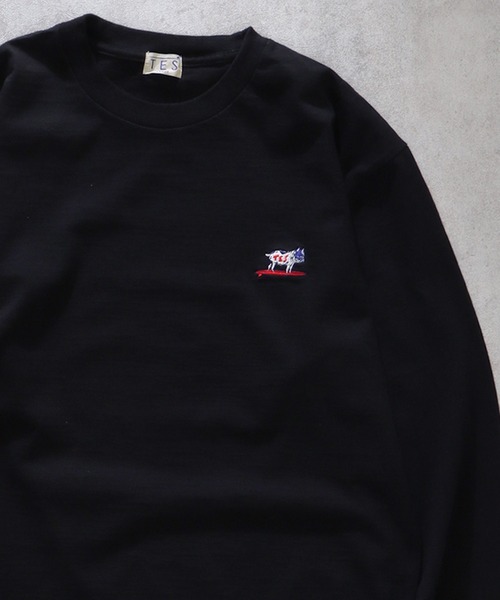 The Endless Summer(エンドレスサマー)の「TES ORGANIC COTTON HUNTINGTON BIG LONG SLEEVE T-SHIRT / オーガニックコットンビッグロンT(Tシャツ/カットソー・メンズ・チャコール/ネイビー/ブラック/ダークグリーン/オレンジ/ホワイト・MEDIUM/X-LARGE/LARGE/SMALL)」の3枚目の写真