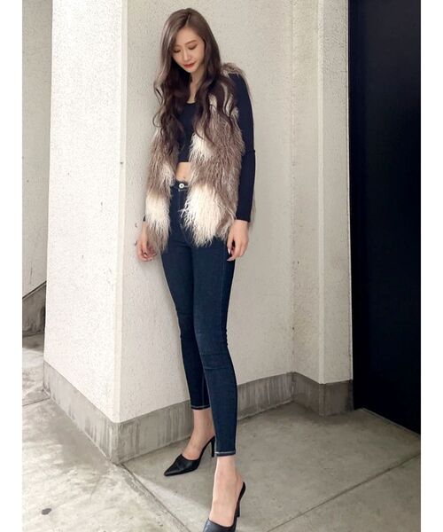 GYDA(ジェイダ)の「ハイウエスト CALIKスキニーデニムパンツ(デニムパンツ・レディース・ライトブルー/ブラック/ブルー/インディゴブルー・SMALL)」の5枚目の写真