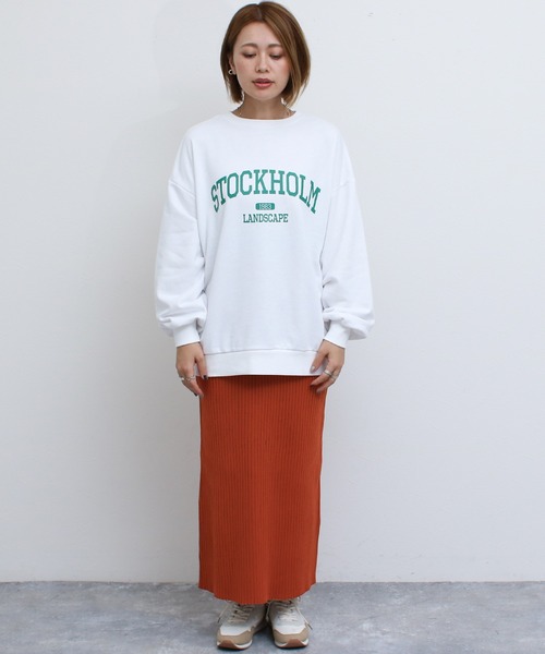 Social GIRL（ソーシャルガール）の「バックスリット リブニット タイトロングスカート（スカート・レディース・パープル/オレンジ/グリーン/ブラック/アイボリー/ホワイト/チェリーレッド/クリーム/ライトグリーン・M）」の11枚目の写真