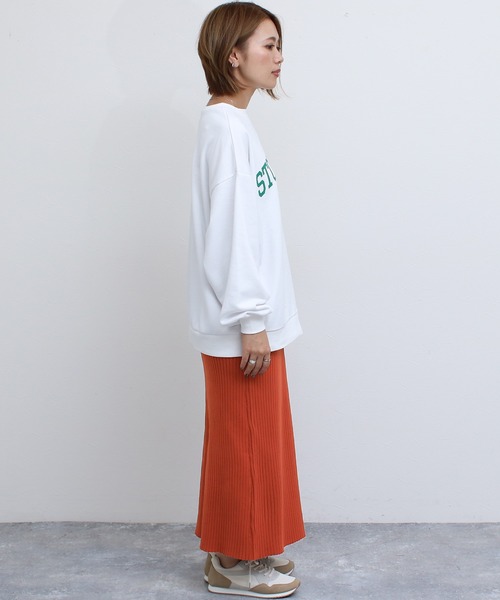 Social GIRL（ソーシャルガール）の「バックスリット リブニット タイトロングスカート（スカート・レディース・パープル/オレンジ/グリーン/ブラック/アイボリー/ホワイト/チェリーレッド/クリーム/ライトグリーン・M）」の12枚目の写真