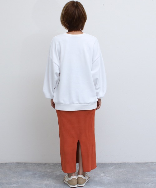 Social GIRL（ソーシャルガール）の「バックスリット リブニット タイトロングスカート（スカート・レディース・パープル/オレンジ/グリーン/ブラック/アイボリー/ホワイト/チェリーレッド/クリーム/ライトグリーン・M）」の10枚目の写真