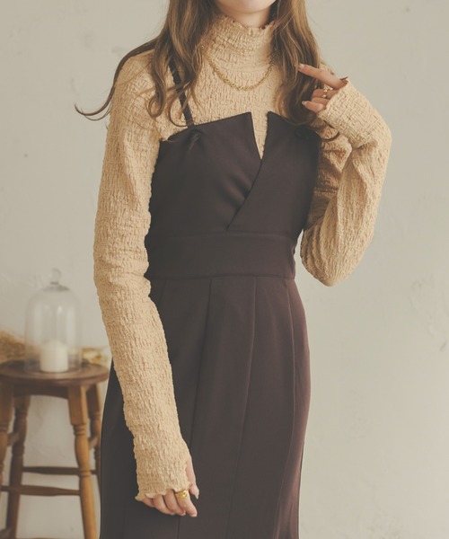 Ambre Neige（アンブルネージュ）の「２WAYポコポコトップス／【WEB/EC限定商品】（Tシャツ/カットソー・レディース・ダークブラウン/ベージュ/アイボリー/マスタード・FREE）」の4枚目の写真