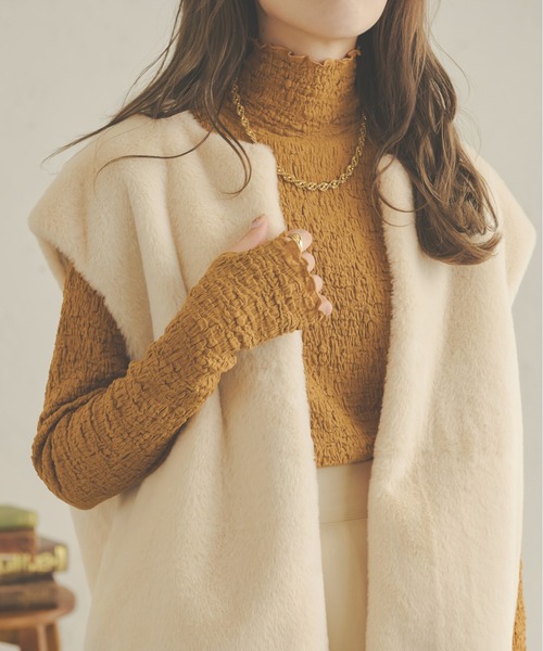 Ambre Neige（アンブルネージュ）の「２WAYポコポコトップス／【WEB/EC限定商品】（Tシャツ/カットソー・レディース・ダークブラウン/ベージュ/アイボリー/マスタード・FREE）」の2枚目の写真