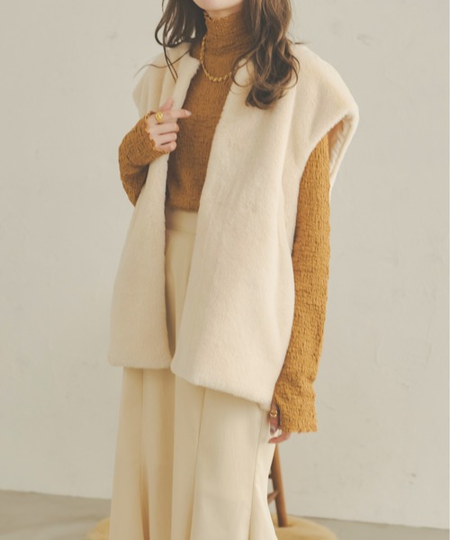 Ambre Neige（アンブルネージュ）の「２WAYポコポコトップス／【WEB/EC限定商品】（Tシャツ/カットソー・レディース・ダークブラウン/ベージュ/アイボリー/マスタード・FREE）」の20枚目の写真