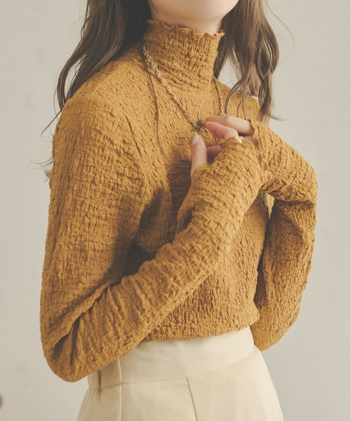 Ambre Neige（アンブルネージュ）の「２WAYポコポコトップス／【WEB/EC限定商品】（Tシャツ/カットソー・レディース・ダークブラウン/ベージュ/アイボリー/マスタード・FREE）」の19枚目の写真