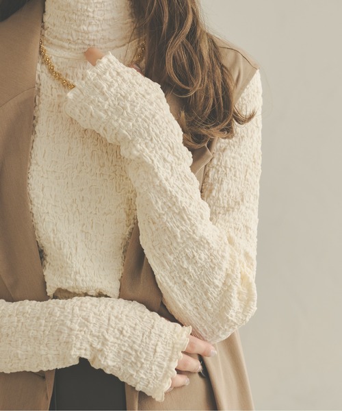 Ambre Neige（アンブルネージュ）の「２WAYポコポコトップス／【WEB/EC限定商品】（Tシャツ/カットソー・レディース・ダークブラウン/ベージュ/アイボリー/マスタード・FREE）」の7枚目の写真