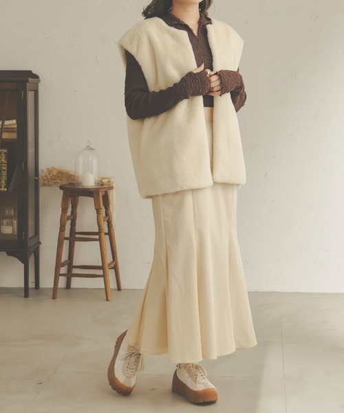 Ambre Neige（アンブルネージュ）の「２WAYポコポコトップス／【WEB/EC限定商品】（Tシャツ/カットソー・レディース・ダークブラウン/ベージュ/アイボリー/マスタード・FREE）」の14枚目の写真