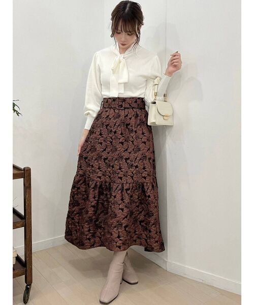 dazzlin（ダズリン）の「ボウタイボリュームニットトップス（ニット/セーター・レディース・ブラック/ベージュ/グレー/オフホワイト・FREE）」の6枚目の写真