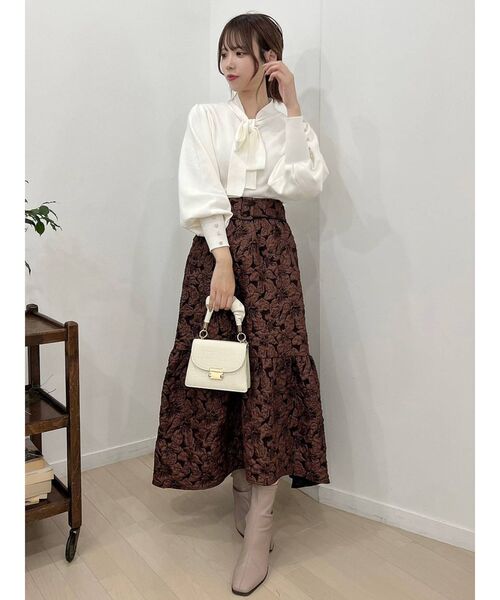 dazzlin（ダズリン）の「ボウタイボリュームニットトップス（ニット/セーター・レディース・ブラック/ベージュ/グレー/オフホワイト・FREE）」の7枚目の写真