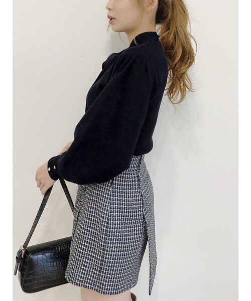 dazzlin（ダズリン）の「ボウタイボリュームニットトップス（ニット/セーター・レディース・ブラック/ベージュ/グレー/オフホワイト・FREE）」の14枚目の写真