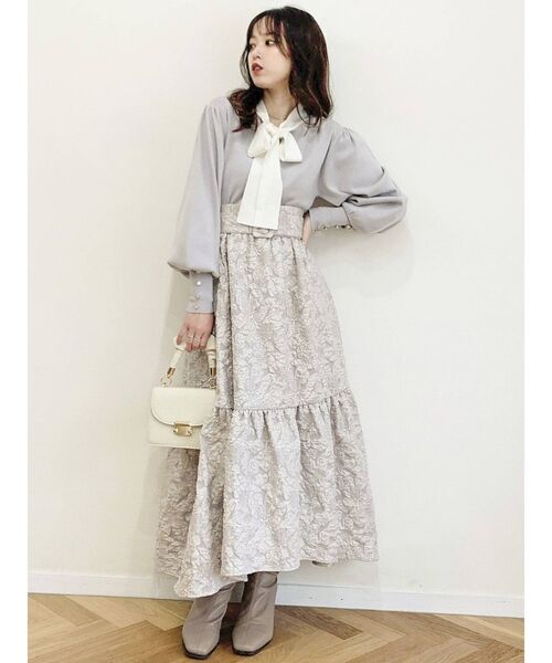 dazzlin（ダズリン）の「ボウタイボリュームニットトップス（ニット/セーター・レディース・ブラック/ベージュ/グレー/オフホワイト・FREE）」の16枚目の写真