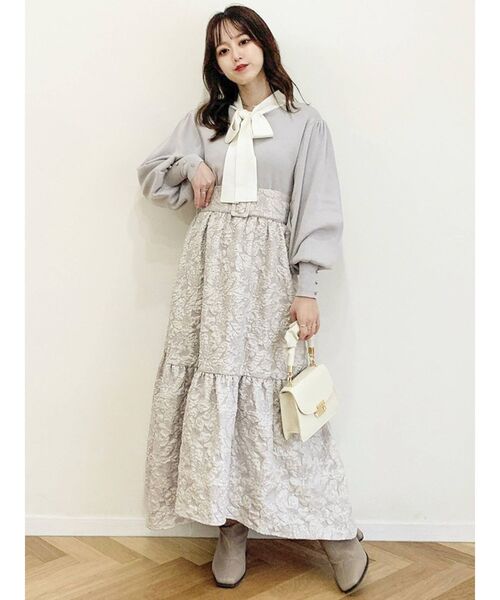 dazzlin（ダズリン）の「ボウタイボリュームニットトップス（ニット/セーター・レディース・ブラック/ベージュ/グレー/オフホワイト・FREE）」の17枚目の写真