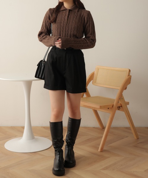 WEGO（ウィゴー）の「WEGO/ケーブルポロニット（ニット/セーター・レディース・ブラウン/ブラック・FREE）」の10枚目の写真