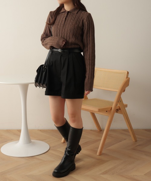 WEGO（ウィゴー）の「WEGO/ケーブルポロニット（ニット/セーター・レディース・ブラウン/ブラック・FREE）」の21枚目の写真