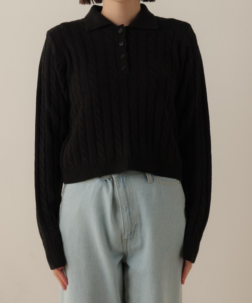 WEGO（ウィゴー）の「WEGO/ケーブルポロニット（ニット/セーター・レディース・ブラウン/ブラック・FREE）」の22枚目の写真