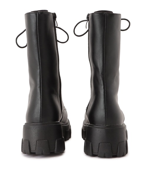【GUESS】 MADOX ゴールド ロゴ ミドル レースアップブーツ セール】厚底レースアップミドルブーツ（ブーツ）｜Lace Ladies